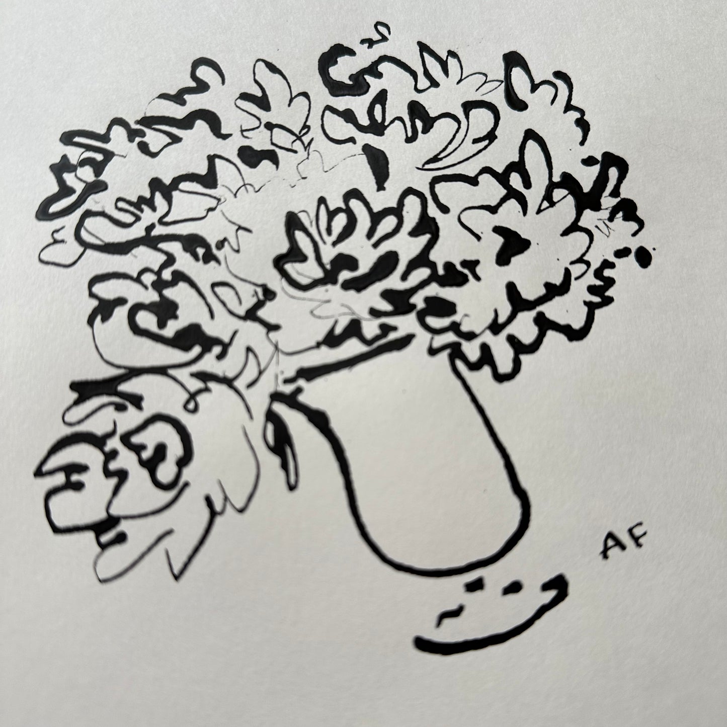 India Ink Peonies in Vase