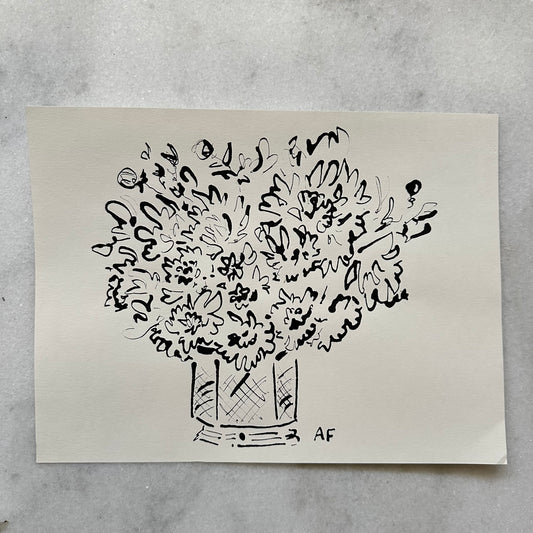 India Ink Dahlias in Vase