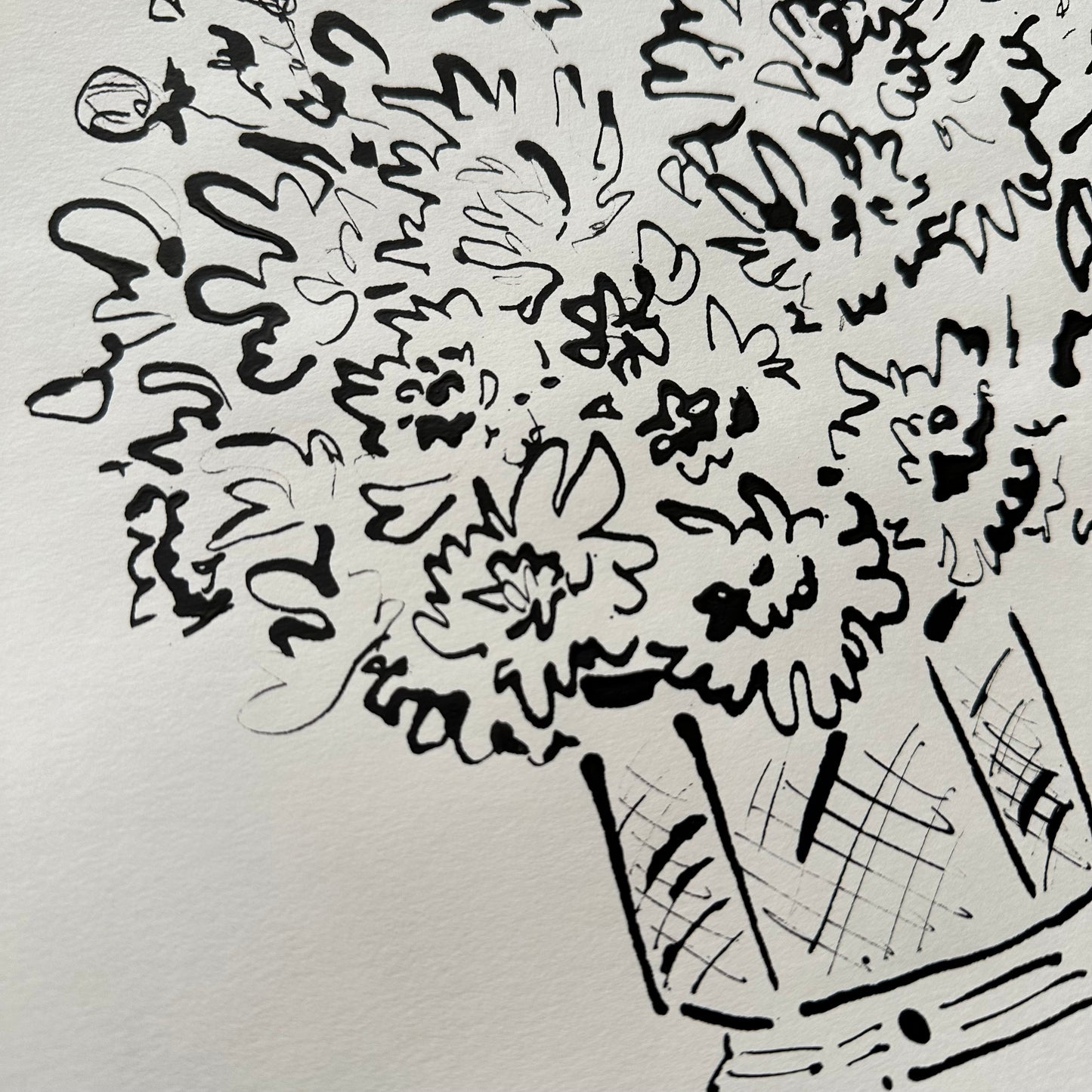 India Ink Dahlias in Vase