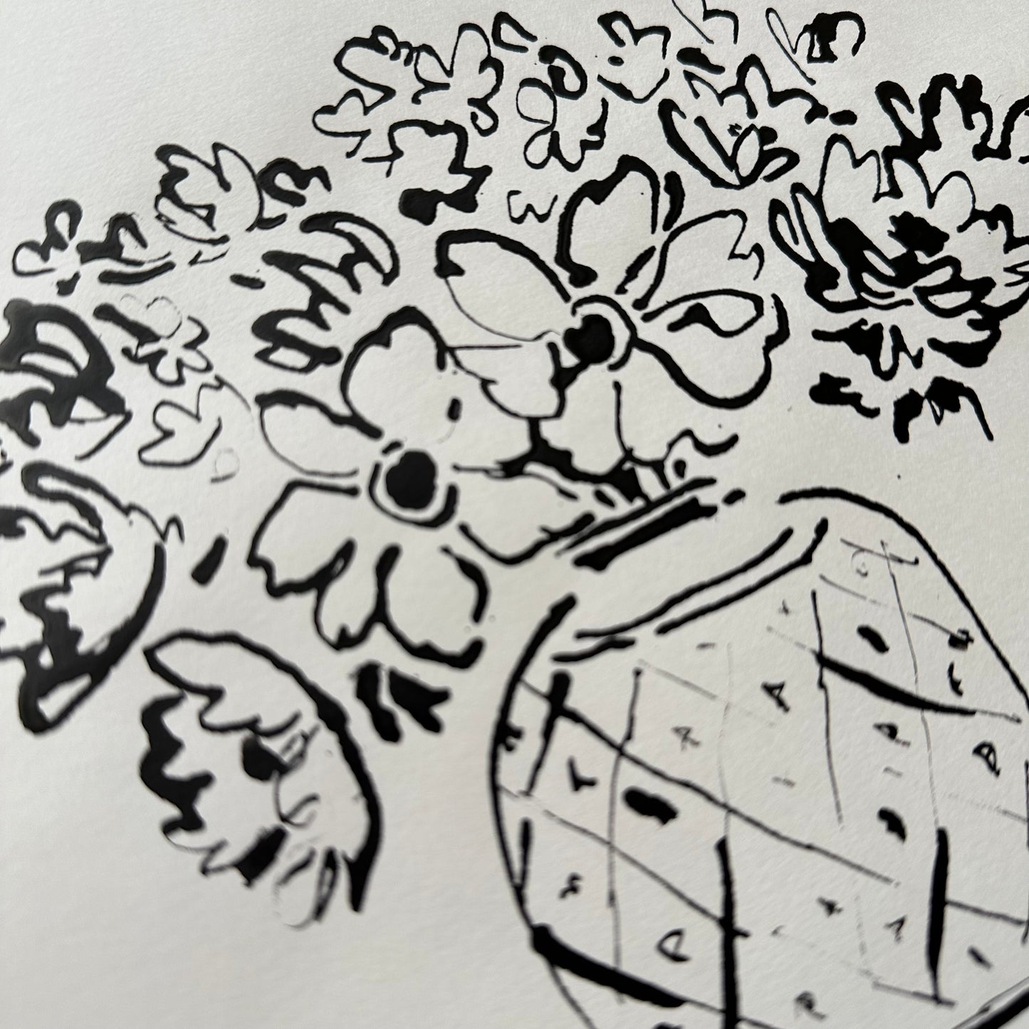 India Ink Anemones in Vase