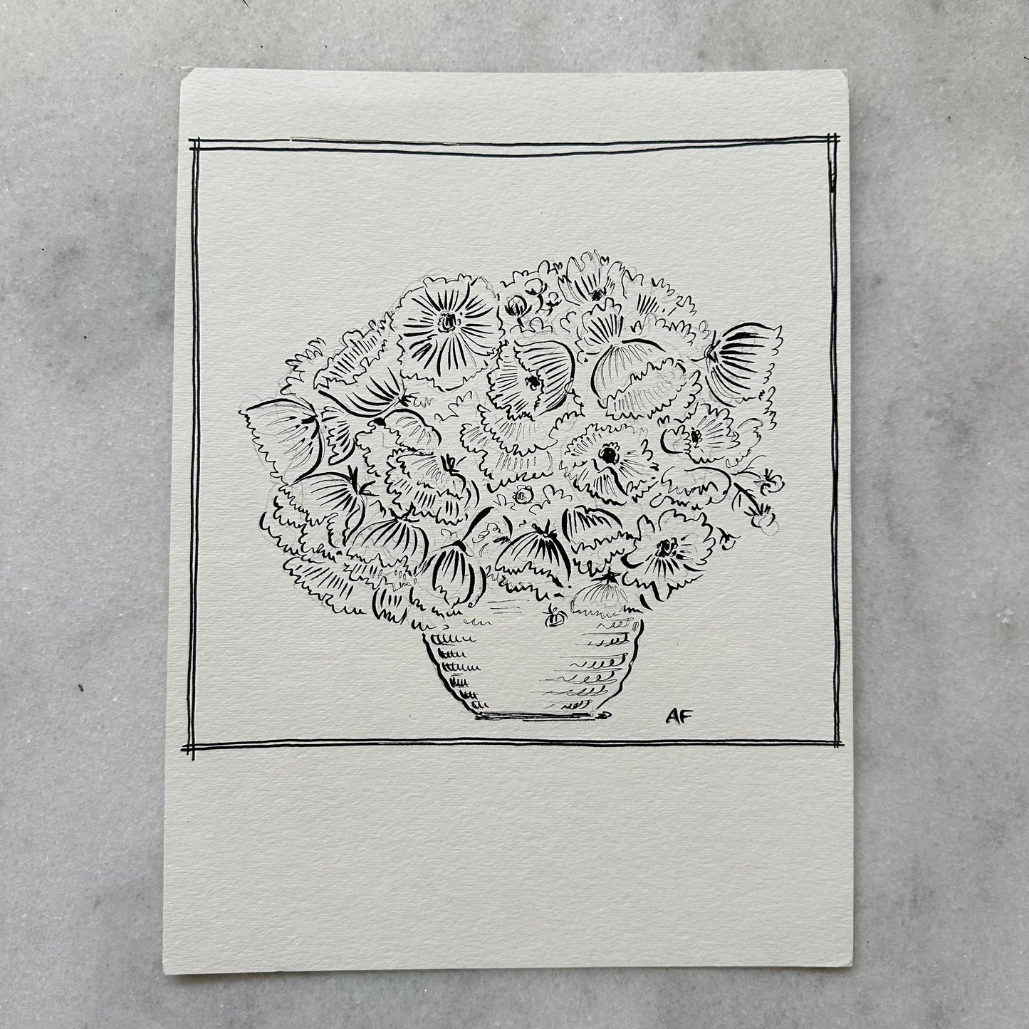 India Ink Cosmos in Vase