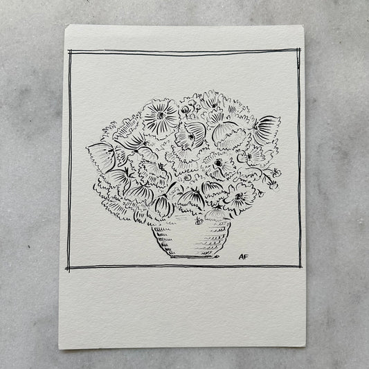 India Ink Cosmos in Vase