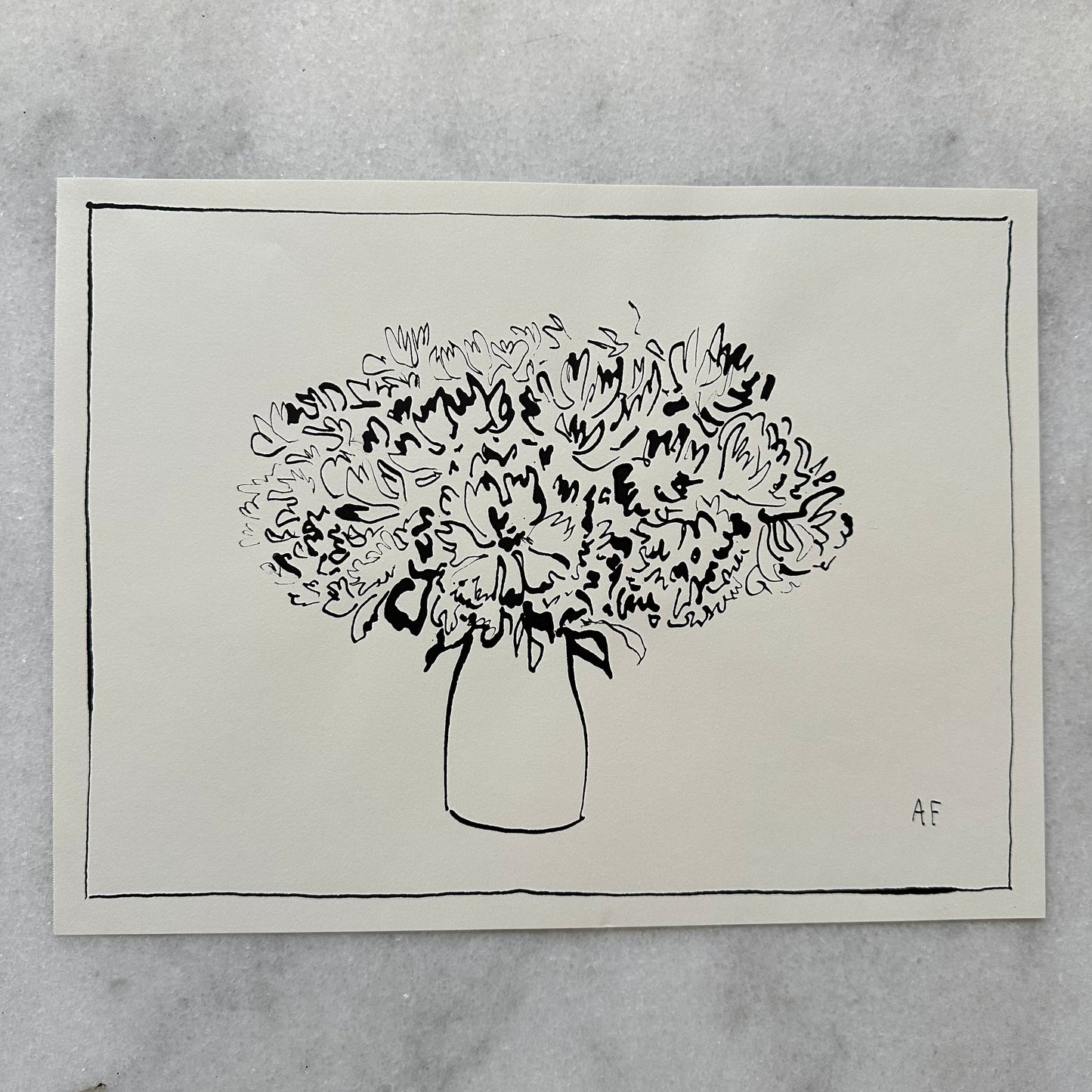 India Ink Floral Arrangement