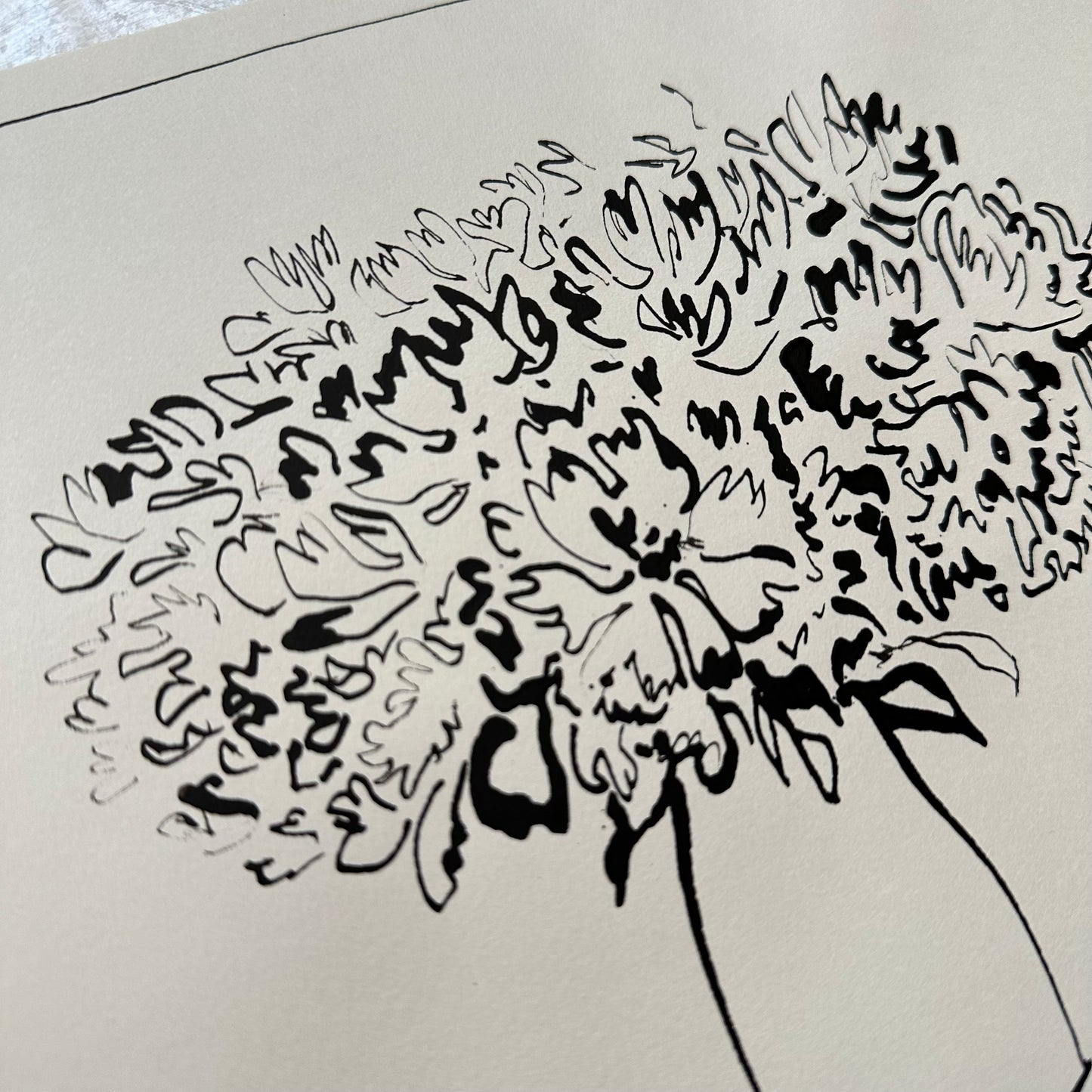 India Ink Floral Arrangement